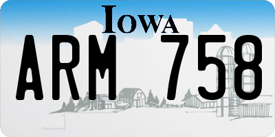 IA license plate ARM758