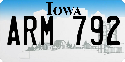 IA license plate ARM792