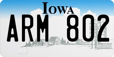 IA license plate ARM802