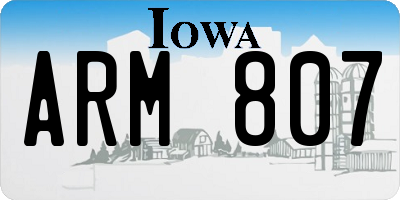 IA license plate ARM807