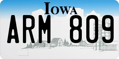 IA license plate ARM809