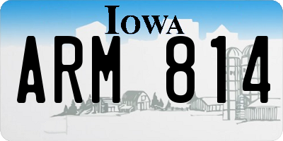 IA license plate ARM814