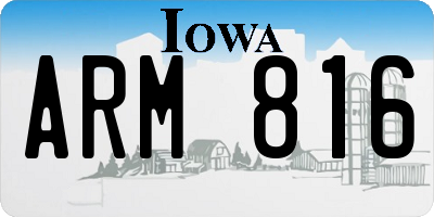 IA license plate ARM816