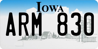 IA license plate ARM830