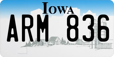 IA license plate ARM836