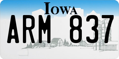 IA license plate ARM837