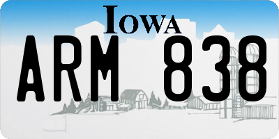 IA license plate ARM838
