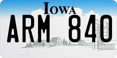 IA license plate ARM840