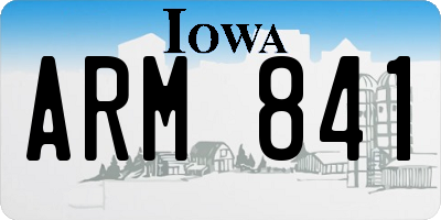 IA license plate ARM841