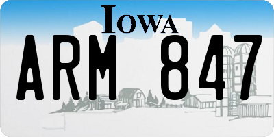 IA license plate ARM847