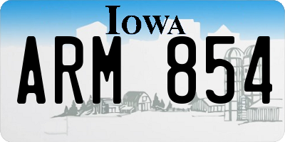 IA license plate ARM854