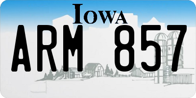IA license plate ARM857