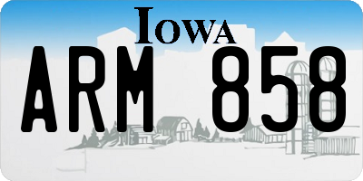IA license plate ARM858