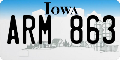 IA license plate ARM863