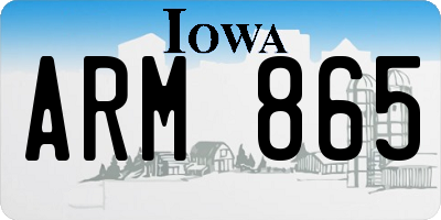 IA license plate ARM865
