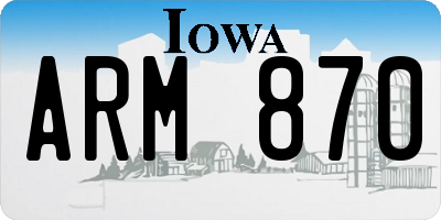 IA license plate ARM870