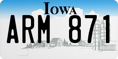 IA license plate ARM871