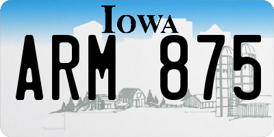 IA license plate ARM875