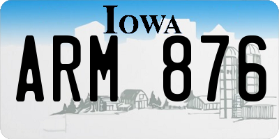 IA license plate ARM876