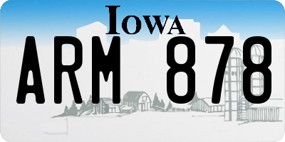 IA license plate ARM878