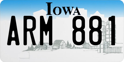 IA license plate ARM881