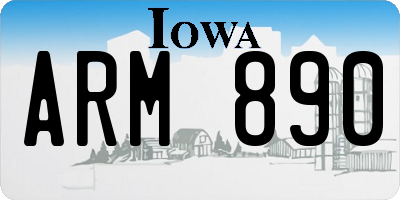 IA license plate ARM890