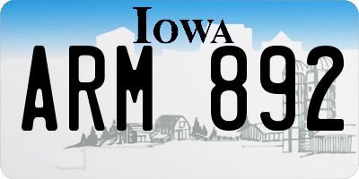 IA license plate ARM892