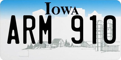 IA license plate ARM910