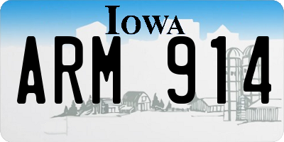 IA license plate ARM914