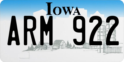 IA license plate ARM922