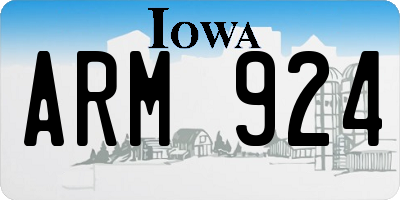 IA license plate ARM924