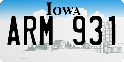 IA license plate ARM931