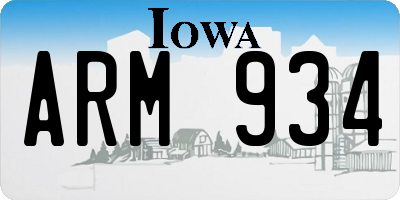 IA license plate ARM934