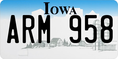 IA license plate ARM958