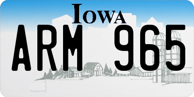 IA license plate ARM965