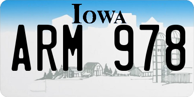 IA license plate ARM978