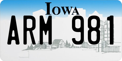 IA license plate ARM981