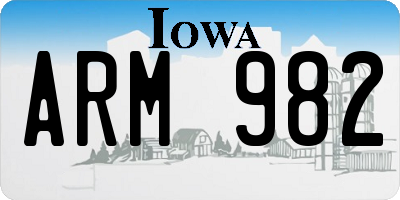 IA license plate ARM982