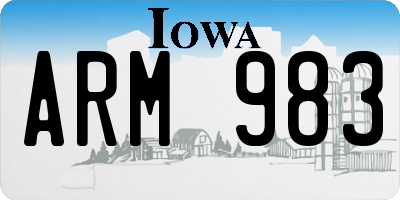 IA license plate ARM983