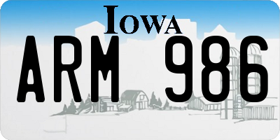 IA license plate ARM986