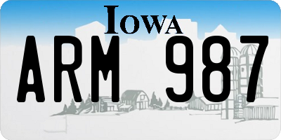 IA license plate ARM987
