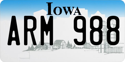 IA license plate ARM988