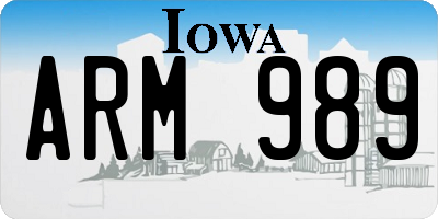 IA license plate ARM989