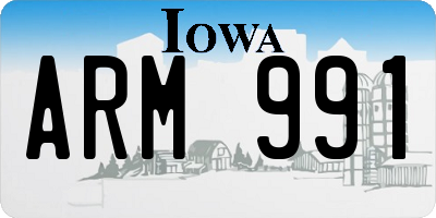 IA license plate ARM991