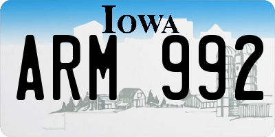 IA license plate ARM992