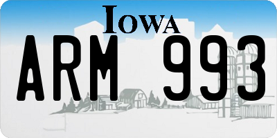IA license plate ARM993