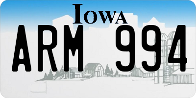 IA license plate ARM994