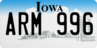IA license plate ARM996