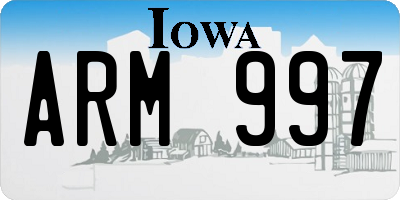 IA license plate ARM997
