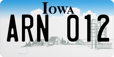 IA license plate ARN012
